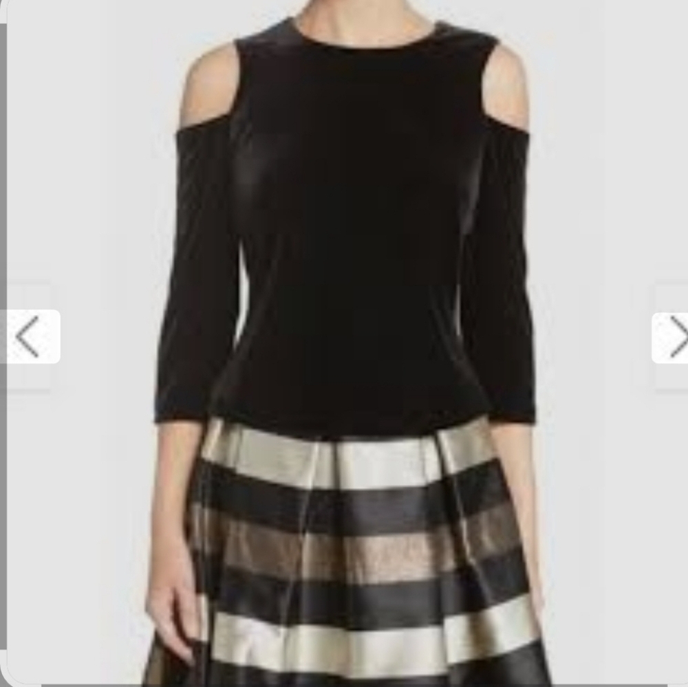 Eliza J Black Cold Shoulder Blouse